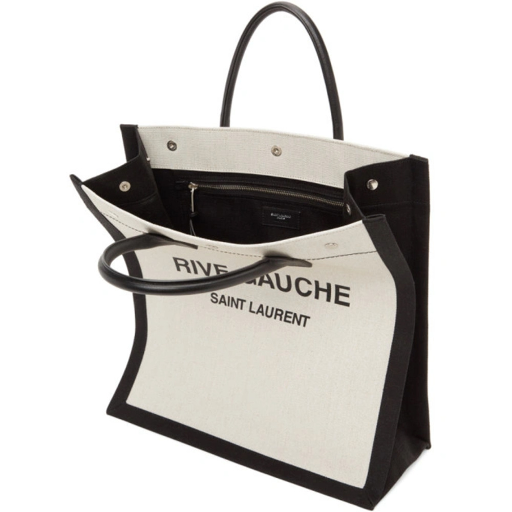$1890 NEW SAINT LAURENT YSL SUMMER LINEN CANVAS RIVE GAUCHE TOTE BAG - Picture 5 of 16